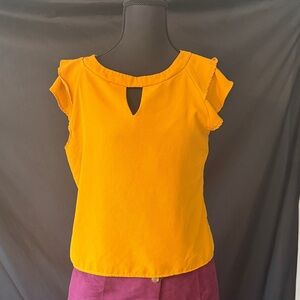 Women's Yellow Ruffle Sleeve Top